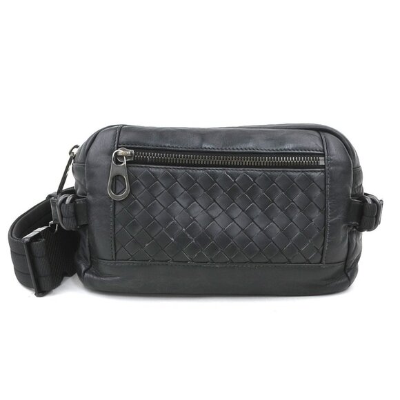 BOTTEGA VENETA Black Leather Intrecciato Fanny Pack - Picture 1 of 5